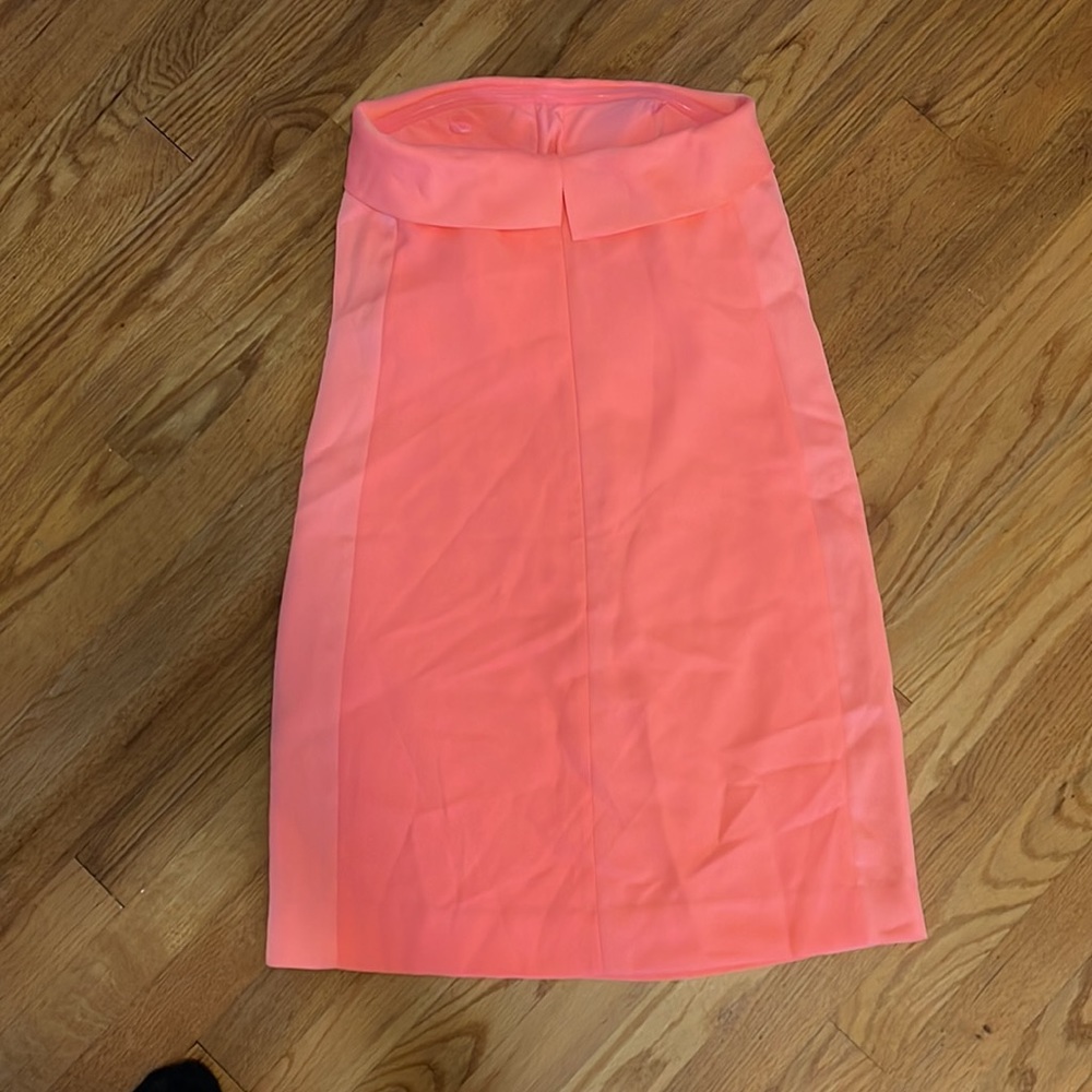 NWOT Banana Republic Monogram Neon Pink Coral Strapless Dress - Picture 3 of 5